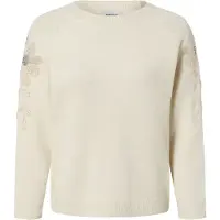 More & more eleganter Strickpullover Pailletten-Applikation in powder creme | Gr.: 36