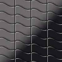 ALLOY Mosaik Fliese Massiv Metall Titan Hochglanz Dunkelgrau 1,6mm Flux-ti-sm 1 Paket mit 10 Matten 0,86 m2 Grau