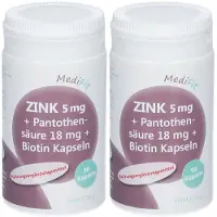 ApoFit Zink 5 mg+Pantothensäure 18 mg+Biotin Kapseln 2x 2x90 St