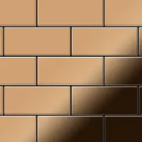 ALLOY Mosaik Fliese Massiv Metall Titan Hochglänzend Kupfer 1,6mm Stark Subway-ti-am 1 Paket mit 50 Matten 0,58 m2 Kupfer