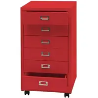 Proregal Rollcontainer 75x40x41cm Metall 6 Schubladen Rot