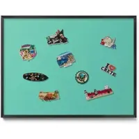 Tulup Magnettafel Magnetboard Gerahmt für Urlaubsmagnete Mintgrün 80x60 cm Bedruckte Magnettafel für die Wand Schwarzer Rahmen