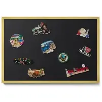 Tulup Magnettafel Magnetboard für die Wand mit Motiv Farbe Schwarz 60x40 cm Magnettafel aus Metall für Souvenirs Goldrahmen
