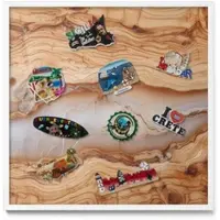 Tulup MAGNETTAFEL 50x50 cm Weißer Rahmen Holzstruktur Mit Harz
