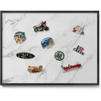 Tulup Magnettafel Blech Magnettafel für Sammlermagnete Zarter Heller Marmor 80x60 cm Magnettafel für die Wand Gerahmt Schwarzer Rahmen
