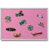 Tulup Magnettafel Magnettafel für Urlaubsmitbringsel Farbe Rosa 60x40 cm Metalltafel für Magnete Silberner Rahmen