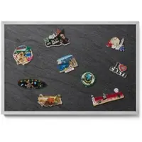 Tulup MAGNETTAFEL 60x40 cm Silberner Rahmen Steinwand Struktur