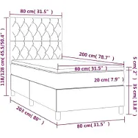 vidaXL Boxspringbett mit Matratze Dunkelgrün 80x200 cm Samt