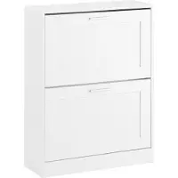 SoBuy FSR137-W Moderner weißer Schuhschrank mit 2 Klappen | Kompakt 60x25x80 cm