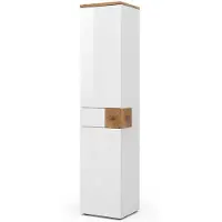 Vicco Badschrank Eden Weiß Hochglanz 40 x 184.2 cm mit 2 Türen und Schublade, Model 40088