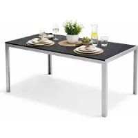 Mojawo Alu Nonwood Gartentisch Esstisch Outdoortisch Silber/Schwarz 150x90cm