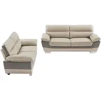 Vente-unique Couchgarnitur Leder 3+2 FRANCESCA - Grau & Anthrazit