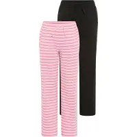 H.I.S. Jerseyhose "2er Pack Wirkhosen 1x uni + 1x geringelt, für Mädchen" gerade Beinform, mit Gummizug am Bund, mit Logodruck als Applikation