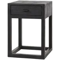 Feeling4Home Nachttisch Blasq Mangoholz massiv, modern minimalistisch, schwarz, mit 1 Schublade