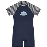 Sterntaler Schwimmanzug mit UV-Schutz kurz Ringel Hai, blau | natur, 110