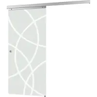 Inova Glasschiebetür 880x2035 mm, Kreismotiv, Komplettset inkl. Schienensystem und Griffmuschel, Softclose beidseitig