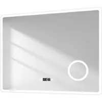 Emke Badspiegel mit Beleuchtung 90*70cm,3X Vergrösserung, Beschlagfrei, Uhr, Kaltweiss