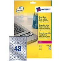 Avery Navneskilt etiketter L6129-20 Ø polyesterfolie 30 mm Sølv 960 St. permanent Avery-Zweckform L6129-20 (L6129-20) Sølv 960 stk
