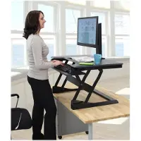 Ergotron Sitz-Steh-Schreibtisch WorkFit-T, höheneinstellbar, Maße B 889 x T 584 mm, schwarz