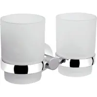 Evenes Doppelglashalter Eight mit Wandhalter Glas satiniert Messing verchromt