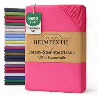 EXKLUSIV HEIMTEXTIL Jersey Spannbettlaken 120 x 200 cm Pink 100% Baumwolle Öko - Tex Zertifiziert Bed-Sheet Bettlaken Spannbetttuch