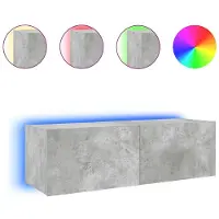 vidaXL TV-Wandschrank mit LED-Leuchten Betongrau 100x35x31 cm