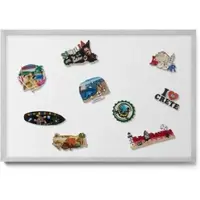 Tulup Magnettafel Wand-Magnettafel für Reisesouvenirs Farbe Weiß 60x40 cm Blech Magnettafel für Sammlermagnete Silberner Rahmen