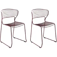 Beliani Gartenstuhl 2er Set Rot aus Metall Stahl ohne Armlehnen Stapelbar Modernes Design Minimalistisch Stuhl für Garten Terrasse Balkon Küche