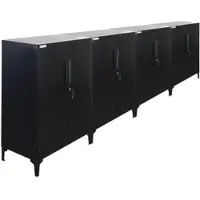 Proregal MegaDeal 4x Flügeltürenschrank ELEPHANT Mit Beinen & 2 Türen Abschließbar HxBxT 90x80x40cm 2 Ebenen Stahl Pulverbeschichtet Schwarz