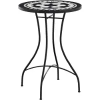 vidaXL Mosaik-Bistrotisch Schwarz und Weiß Ø50x70 cm Keramik