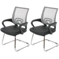 Proregal 2er-Set Konferenzstuhl Mit Lehne Stylisch HxBxT 92x57x59 cm Sitzhöhe 44cm Kunstleder Grau Besucherstuhl