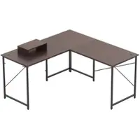 Costway L-förmiger Schreibtisch, umkehrbarer Eckschreibtisch, Ecktisch mit Kabeldurchführungen und abnehmbarem CPU-/Monitorständer