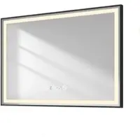 Emke Badspiegel mit Beleuchtung 100*70cm,Beschlagfrei, Temperatur und Uhr Kaltweiss(6500K), Dimmbar