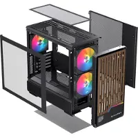 Einarex EXCS-PM-400R-B, Midi Tower, PC, Schwarz, micro ATX, Mini-ITX, Stahl, Gehärtetes Glas, Gaming