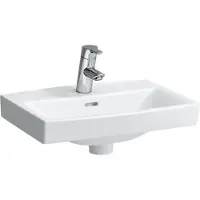 Laufen PRO-N håndvask 50 x 36 cm med central hanehul. Monteres på enten 195 mm bæringer eller bolte montering.