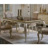 Casa Padrino Luxus Barock Esstisch Braun / Weiß / Gold - Handgefertigter Massivholz Küchentisch - Barock Esszimmer Möbel - Edel & Prunkvoll