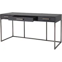 Casa Padrino Luxus Schreibtisch mit 3 Schubladen Anthrazitgrau / Bronzefarben 150 x 60 x H. 75 cm - Bürotisch - Computertisch - Luxus Büro Möbel
