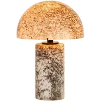Casa Padrino Luxus Glas Tischleuchte Weiß / Grau H. 36 cm - Runde Schreibtischleuchte