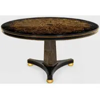 Casa Padrino Luxus Esstisch Schwarz / Bronzefarben / Gold Ø 150 x H. 78 cm - Runder Massivholz Küchentisch - Esszimmertisch - Luxus Esszimmer Möbel