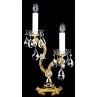 Casa Padrino Luxus Barock Kristall Tischleuchte Gold Ø 25 x H. 49 cm - Prunkvolle Schreibtischleuchte mit Böhmischem Kristallglas - Barock Kristall Leuchten