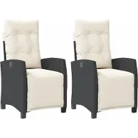 vidaXL Gartensessel mit Fußteil 2 Stk. Verstellbar Schwarz Poly Rattan