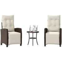 vidaXL 3-tlg. Bistro-Set mit Kissen Braun Poly Rattan