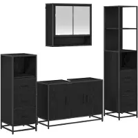 vidaXL Badezimmermöbel-Set 4 stk. Schwarz Eichen-Optik 90 x 33 x 60 cm