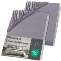 NYVI Spannbettlaken DreamScience Mikrofaser - Weich & Anschmiegsam, Rundumgummizug, Bügelfrei Farbe:grau;Größe:180 - 200x220 + 40 cm Boxspringbett (2er Pack)