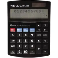 MAUL Tischrechner MTL 700. Art der Hilfsenergie: Solar und Batterie (LR1130). 103 mm x 26 mm, schwarz