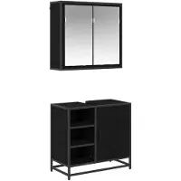 vidaXL Badezimmermöbel-Set 2 stk. Schwarz Eichen-Optik 65 x 33 x 60 cm