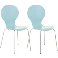 DELUKE 2er Set Besucherstuhl ATHENS Holz Hellblau 43x45x86cm Konferenzstuhl Wartezimmerstuhl Bürostuhl