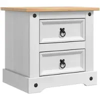 vidaXL Nachttisch Corona Weiß 53 x 39 x 47 cm Massives Kiefernholz