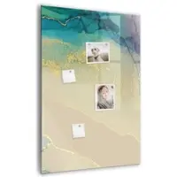 Tulup Magnettafel Glas Bunter Marmor 70x100 cm Magnettafel Zum Schreiben Schwarzer Marker Magnettafel Flur Glas