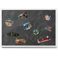 Tulup Magnettafel Metall Magnettafel Gerahmt Dunkle Steinstruktur 60x40 cm Magnettafel Dekorativ Bedruckt Weißer Rahmen